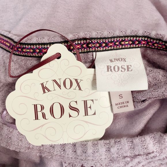 Knox Rose Women's Small Waffle Knit Pullover Henley Boho Hippie Sweatshirt - Picture 7 of 12